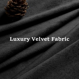 HOMEIDEAS Black Velvet Blackout Curtains, 52 X 96 Inches Soft and Thick Room Darkening Thermal Insulated Pocket Back Tab Window Drapes for Bedroom, Indoor, 2 Panels