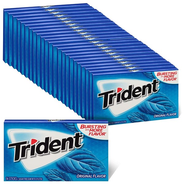 Trident Original Flavor Sugar Free Gum, 24 Packs of 14 Pieces (336 Total Pieces)