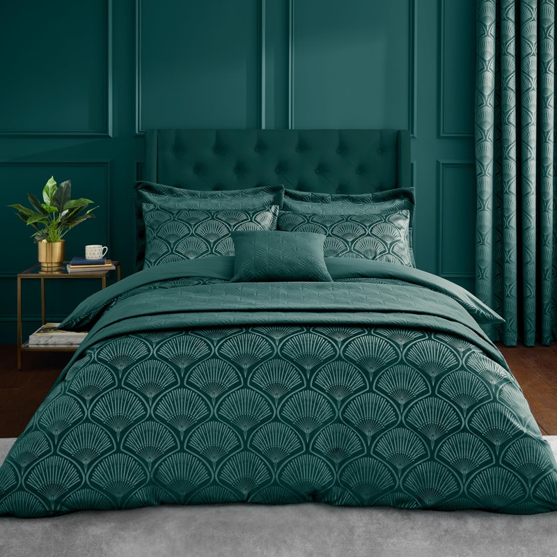 Catherine Lansfield Art Deco Pearl Quilted Pillow sham Pair Teal