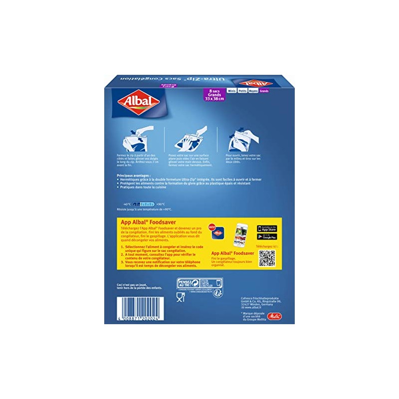 Albal Ziploc 4008871202024 Ziploc Bags (2 Packs of 8 Each)