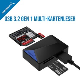 SABRENT SD/Micro SD Card Reader 4 in 1 USB 3.2 Gen 1 Card Reader, High Speed External Card Readers Supported, CF, Memory Stick, MMC/TF/SDXC/SDHC/Micro SDHC/Micro SDXC, for Windows, Mac (CR-BMC3)
