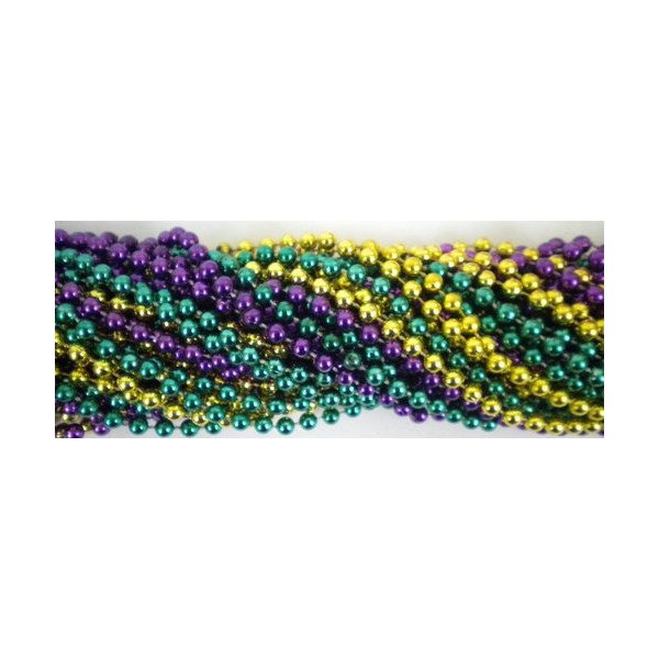 33 inch 07mm Round Metallic Purple Gold and Green Beads - 6 Dozen (72 necklaces)