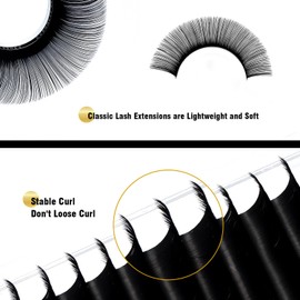 KOLYBEL Classic Lash Extensions 0.05 C CC D DD J B L Curl 11mm Lash Trays Premium Silk Eyelash Extensions Matte Dark Lash Extension for Professional Salon Use (0.05-CC-11mm)
