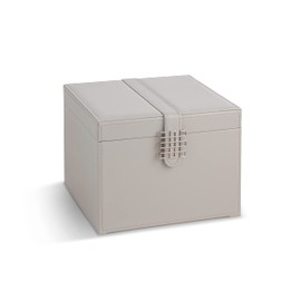 Glenor Co Earring Organizer Holder - 75 Small & 4 Large Slots Classic Jewelry Box with Drawer & Modern Closure, Mirror, 4 Trays Earrings, Ring or Chain Storage - PU Leather Case - Grey