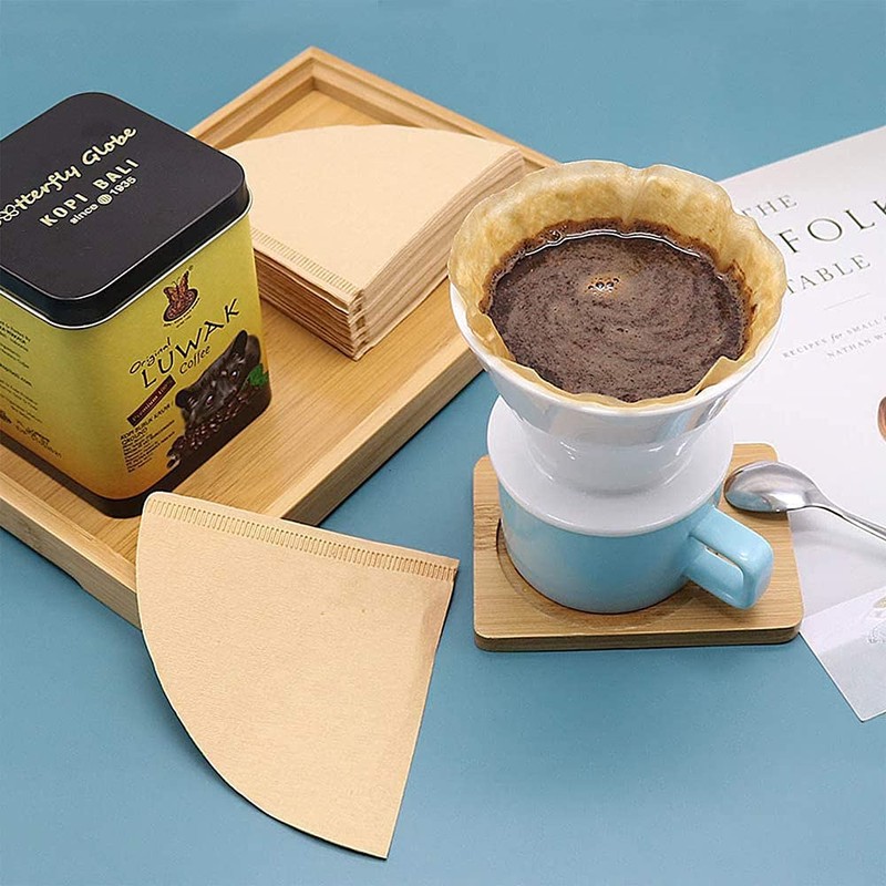 ANCLLO 100 Pieces Coffee Filter Paper, V02 Coffee Filters, Natural,