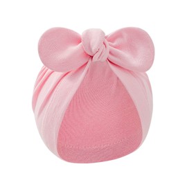 Century Star Newborn Hat for Baby Girls Infant Toddler Soft Hospital Hats Beanie Baby Turbans Head Wrap with Bow Cap Pink 0-24 Months