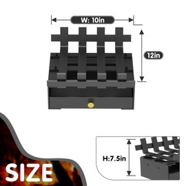 Air Jade Fireplace Grate with Ash Tray, 10" Wide Heavy Duty Wrought Iron Fireplace Log Grate, Firewood Burning Rack Holder with Ash Pan for Indoor Chimney Hearth, Wood Stove, and Small Fireplace