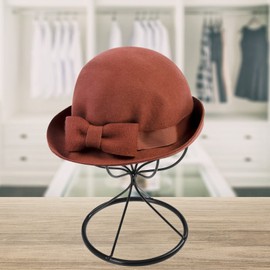 Tomaibaby Metal Wig Stand Holder, Tabletop Hat Display Rack, 8.7Inch Wig Head Holder Stand Iron Art Head Shaped Hat Stands Countertop Wig Freestanding Stand for Single Hat, Cap, Wig (Black)