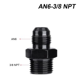YSIL 6AN Male Flare to 3/8" NPT 2PCS Hose Pipe Fitting Adapter Fuel Union Connector Aluminum Alloy Straight Black Anodized Surface