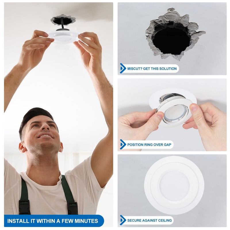 PATIKIL 3" ID 4.7" OD Plastic Trim Ring, 6 Pcs