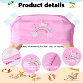 Kids Swim Cap, Waterproof Children Swimming Cap, Pu Coating, Cute Children Cartoon Swimming Hat Durable Bathing Caps, Stretchable and Comfortable Swimming Hats, for Boys Girls