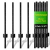 FOREHOGAR Metal Fence Post 3 Feet Black, Pack of 8,
