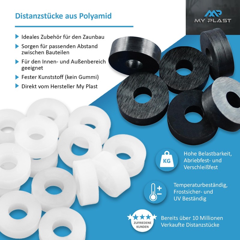 My Plast 200 Pcs Black Plastic Spacer Sleeves for Patio