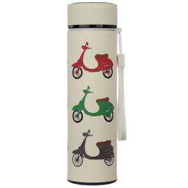 Puckator On Two Wheels - Stainless Steel Water Bottle with Led Temperature Display - Cold for 24h and Hot for 6h - Metal Water Bottles with Scooter - Modern Thermos Flask - Bpa Free - 450 ml