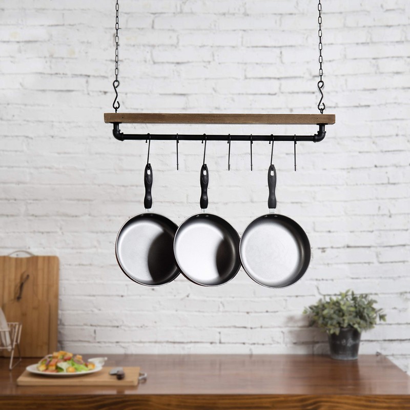 MyGift 30 Inch Ceiling or Wall Mounted Pot Rack with