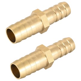QZKJQDD 2 Pcs Traight Brass Barb Fitting Reducer, 2 Way Straight Air Hose Brass Reducer Fittings Straight Connector, 12mm to 10mm Fittings Straight Connector for Water Gas Oil Boat Air Pipe