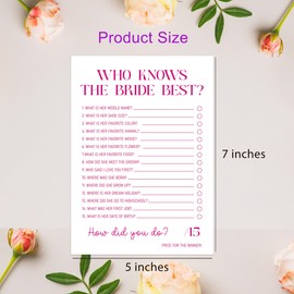 OXEDP Who Knows The Bride Best Game, Bridal Shower Questionnaire Cards, Pink Wedding Game, How Well Do You Know The Bride, Bridal Shower Games, Bachelorette Party Games -WKTB03