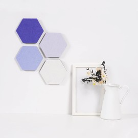 LAJAR 8 Pcs Hexagon Felt Bulletin Board Tiles, Self Adhesive Felt Pin Board Wall Tiles for Photos, Pictures, Memos (Purple)
