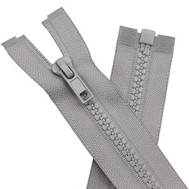 YaHoGa - 2 cremalleras separadoras de 45,7 cm para coser abrigos, chamarra con cierre, cierre de plástico moldeado gris a granel (18 pulgadas gris)