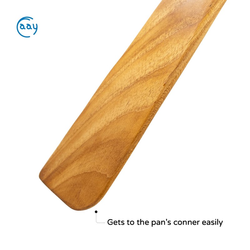 FAAY 10" Flat Wooden Spatula for Cast Iron, Egg Flipper,
