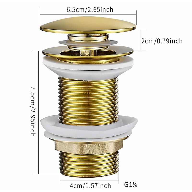 Universal Drain Fitting for Sink and Washbasin, Modern Pop-Up Click