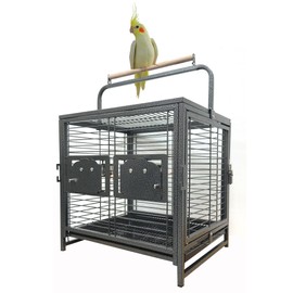 Portable Durable Heavy Duty Travel Veterinary Bird Parrot Carrier Cage Feeding Bowl Play Wooden Stand Perch with Handle Prevent Beaks Out
