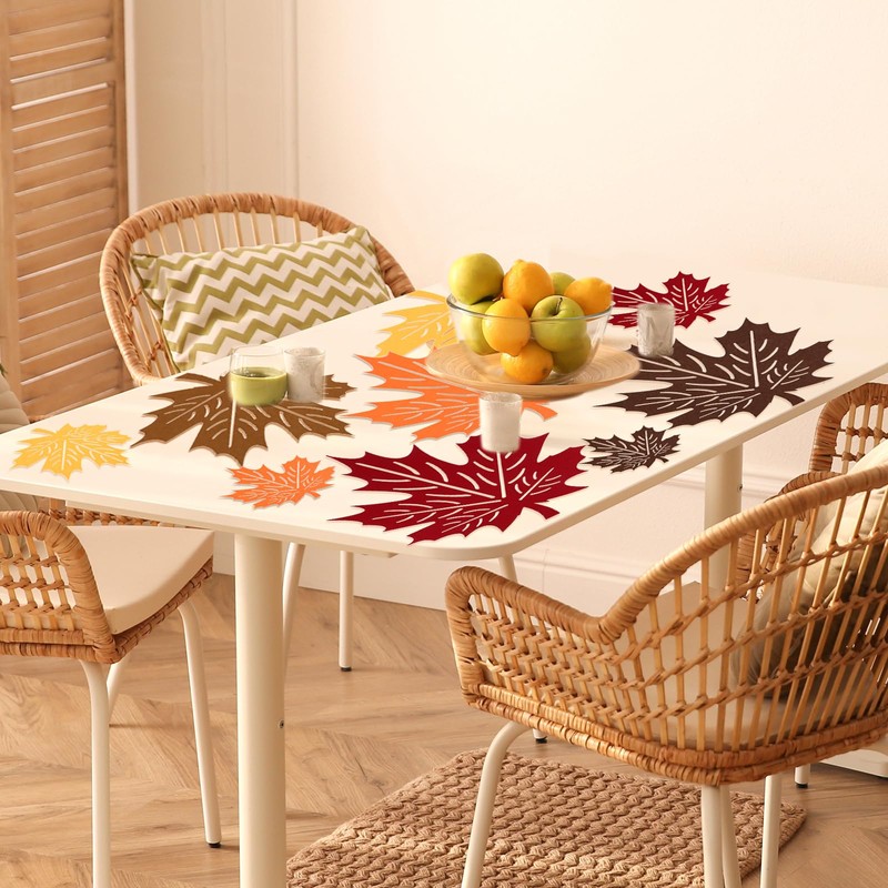 HOWAF 5 Pack Autumn Leaf Table Placemats and Coasters, Thanksgiving