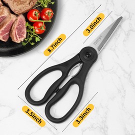 Muzziz Kitchen Scissors All Purpose, Heavy Duty Stainless Steel Kitchen Shears for Food, Herbs, Meat, Fish with Soft Comfort Grip Handle - 8.7-Inch Black