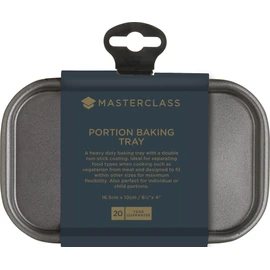 MasterClass KCMCHB53 Single Portion Baking Tray with PFOA Non Stick, Robust 1 mm Carbon Steel, 16.5 x 10 cm, Grey