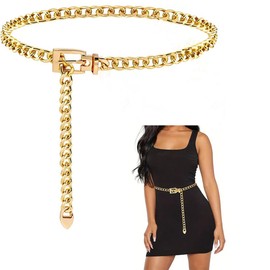 INOGIH Metal Waist Chain Belt for Women, Adjustable Women Belt Body Belly Jewelry for Dresses Jeans