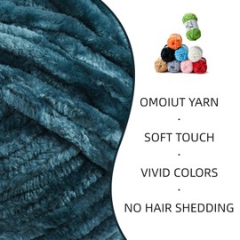 3 Pack Plush Chenille Chunky Yarn - Fluffy Velvet Yarn Crochet for Blanket Knitting and Crocheting - Soft Baby Yarn for Crocheting - Amigurumi Crochet Yarn 100g (87dy) (Sapphire Blue)