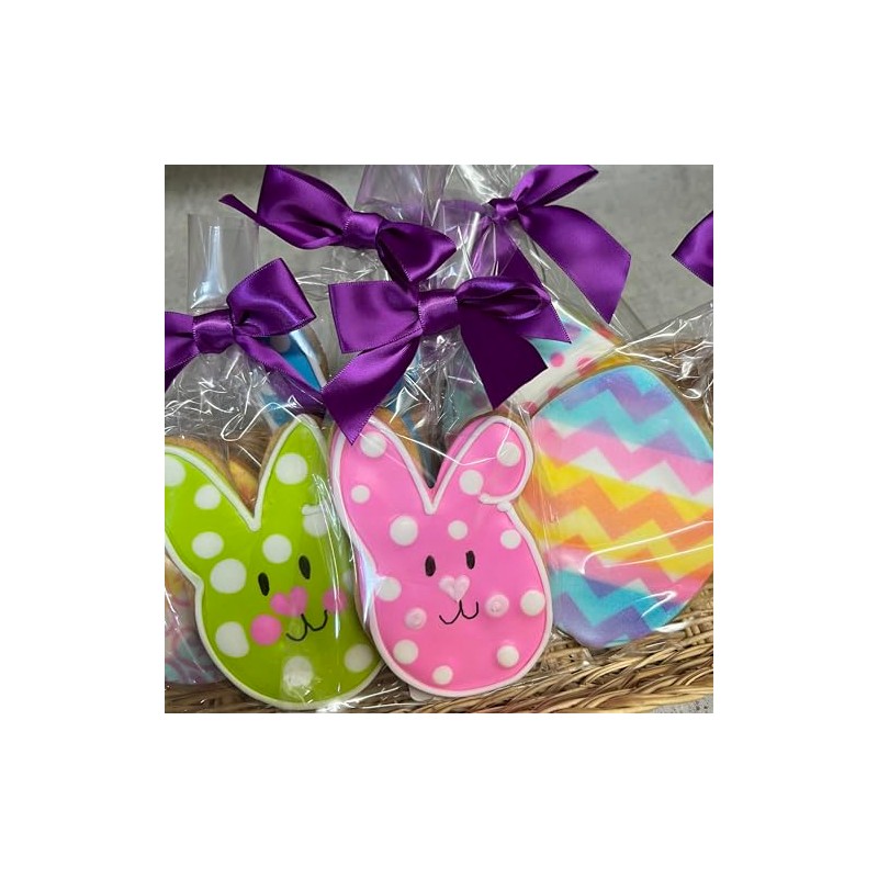 Easter Bunny and Egg Cookies- 6 Decorated Shortbread Bunnies and