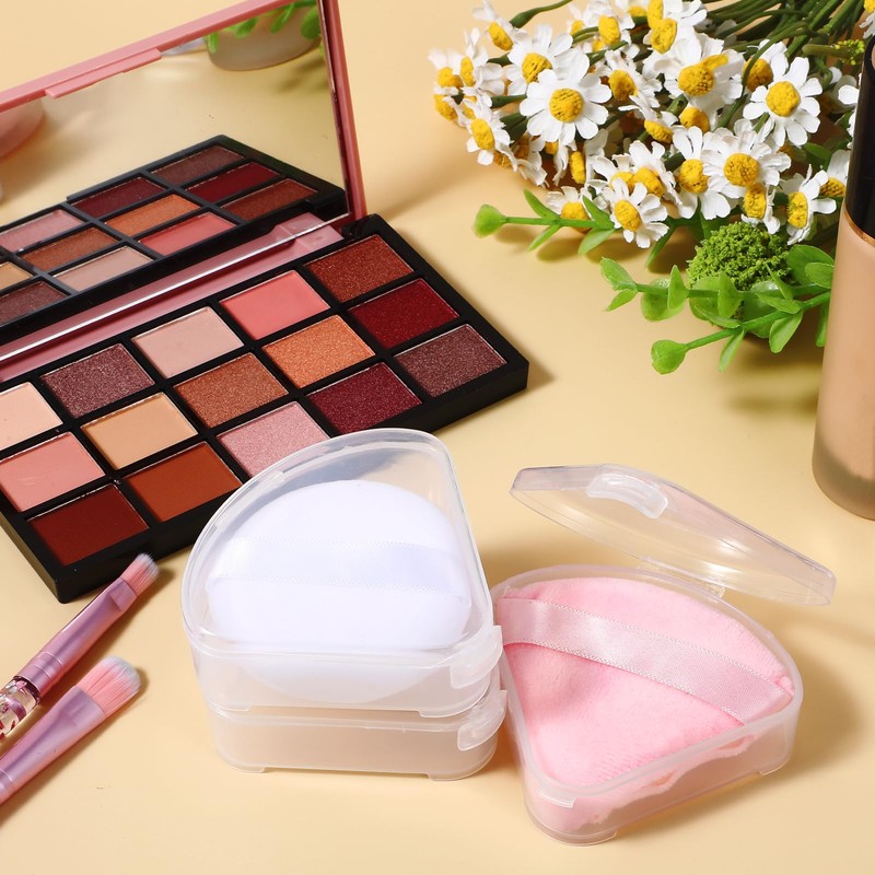 Yuanchu 8Pcs Powder Puffs Holder Cases, Triangle Makeup Puff Container