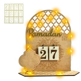 Ramadan Wooden Decoration, LED Ramadan Calendar, Mubarak Calendar, Ramadan Calendar Children, Suitable for 30 Day Countdown to Ramadan, Eid Decoration