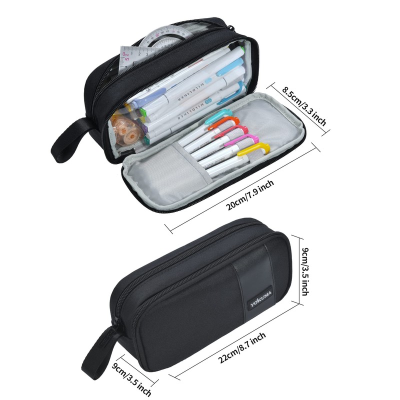 YOKUMA Pen Case, Pencil Case, Pouch, Transparent Window, Clear, Pen
