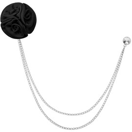 HAWSON Rose Flower Brooch Pin with Chain & Crystal for Men Women Wedding Party, Handmade Lapel Pin Dress Suit Accessories