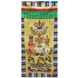 QT Traditional Tibetan Buddhist Door Curtain 8 Auspicious Symbols Wall Hanging 72X37 Inch I Handmade in Nepal