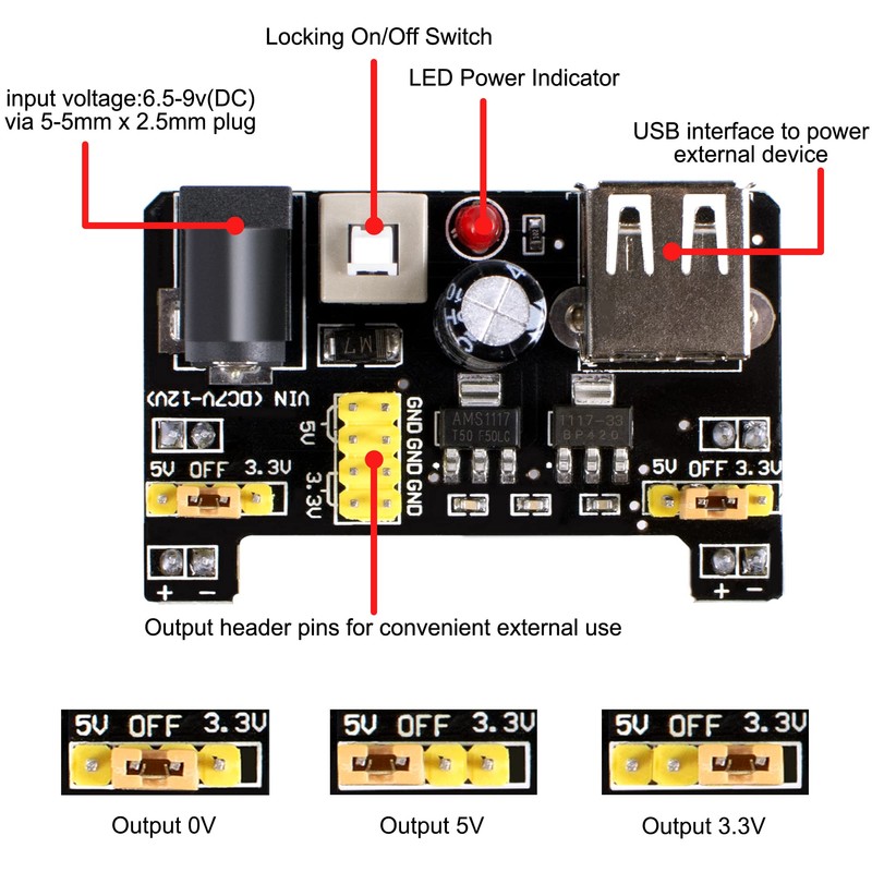 Miuzei Electronics Component Fun Kit with Supply Module, Jumper Wire,
