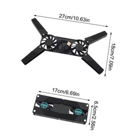 Cooling Fan for Laptop | Portable Folding Dual Fan Cooler - Heat Protection Laptop Cooler, Portable USB Connection Laptop