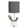 Simple Designs LT1085-GOW White Hammered Metal Organizer Table Lamp with