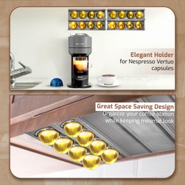 Pod Holder for Vertuo Pods | Under Cabinet or Wall Mounted Storage for Pods | Minimalist Design to Declutter Your Kitchen | MADE IN USA (Brown)