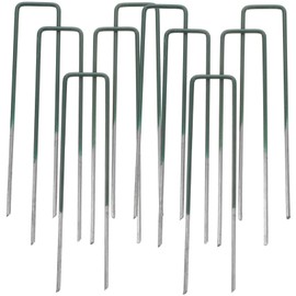 Mikinona 10 pcs Heavy Duty U Shaped Garden Pegs Durable Metal Tent Pegs for Camping Rust Resistant Galvanized Steel Stakes Thick Long for Ground Cover and