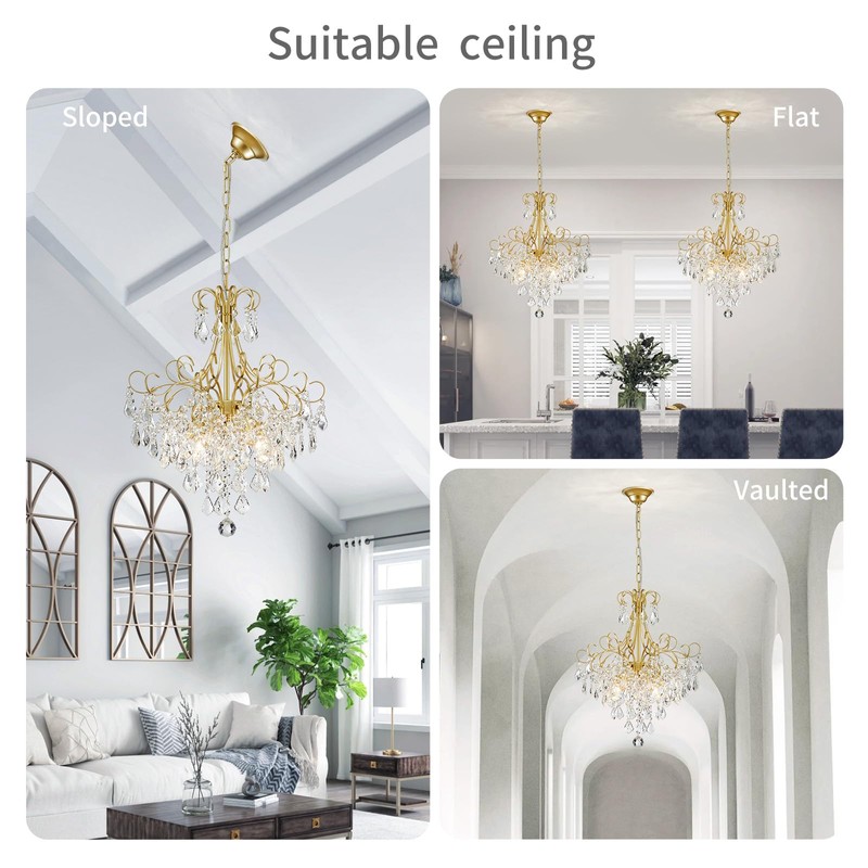 WUZUPS Crystal Chandelier 5-Light Pendant Ceiling Light Modern Lighting Fixture