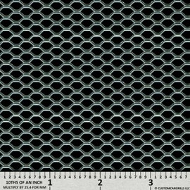customcargrills 12"x48" Small Hexagon Grill Mesh Sheet - Silver - Shipped Flat, 0.15 x 0.24 inch hole opening, 0.076" thick raw Aluminum, Made in USA