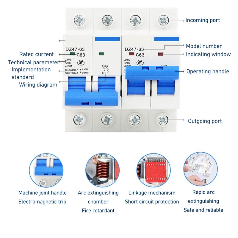 2P Interlock Circuit Breaker 4500A Breaking Capacity Dual Power Interlock