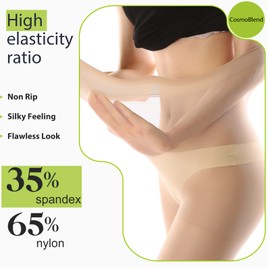 CosmoBlend 2PCS Women's Sheer Tights, 15D ultra-thin Rip Resistant Pantyhose Nude/black Indestructible stockings