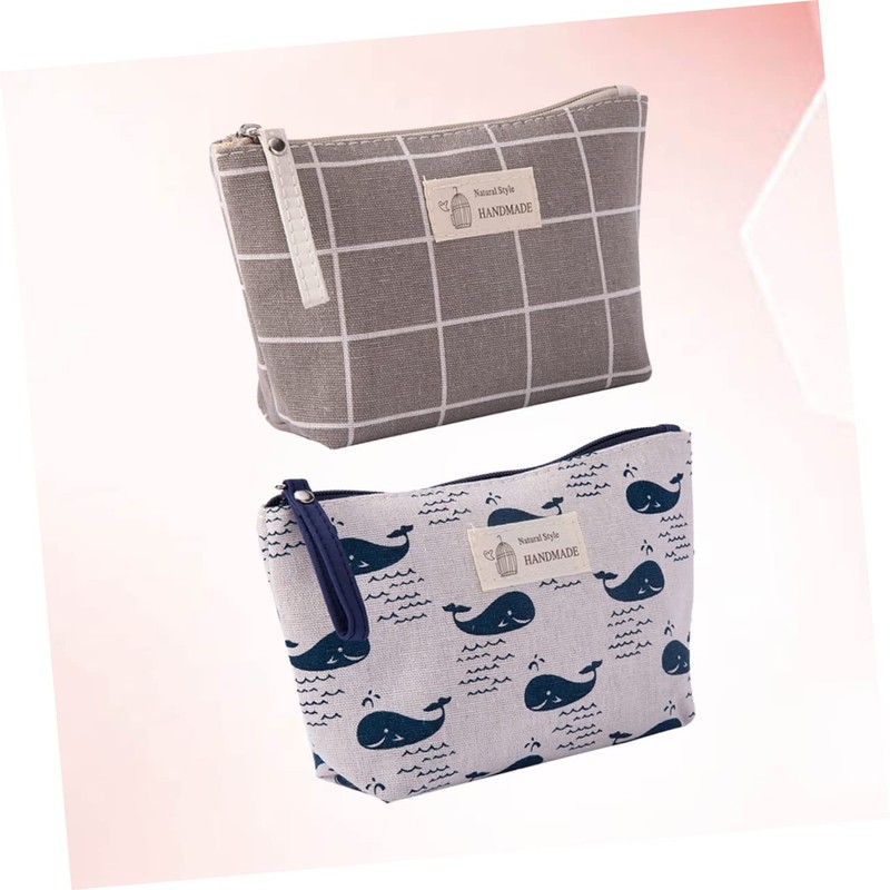 IWOWHERO 2pcs Canvas Makeup Bags Multi Function Toiletries Holders with