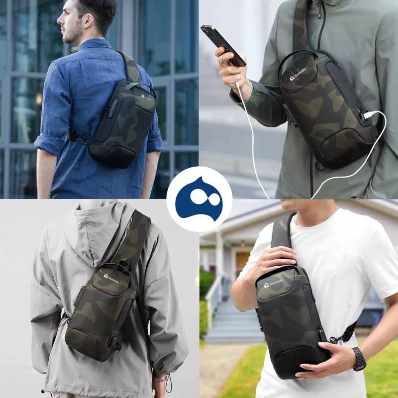 Bluelander Mochila Antirrobo Cruzada Bolso Pecho Con Código Integrado