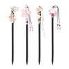 4 Pcs Chinese Hair Sticks for Women White Pink Flower