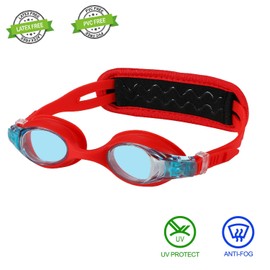 HYDROCOMFY Toddler swimming Goggles 3/4/5/6 years old, kids swim goggles 4-7, Red/Blue Spider goggles for kids 3-6